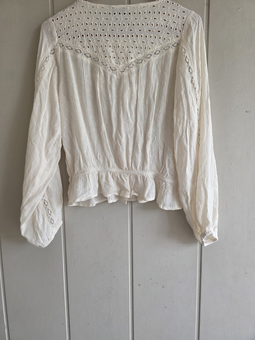 American Eagle Outfitters Peasant Eyelet Button-Front Blouse SZ SMALL NEW BOHO - Picture 11 of 11